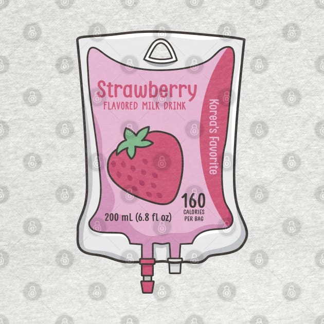 Aesthetic Korean Strawberry Milk IV Bag for medical and nursing students, nurses, doctors, and health workers who love milk by spacedowl